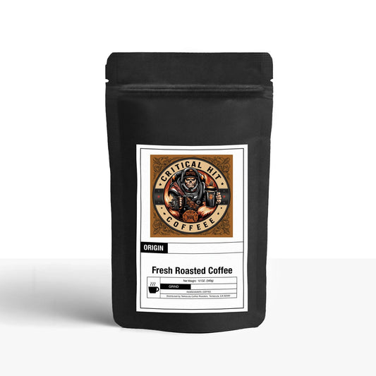Hit Crit Coffee –  Whole Bean Coffee, Dark Roast, Single Origin, Small Batch Roasted, 12oz Bag
